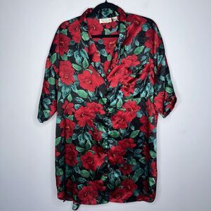 Victoria’s Secret Women’s Vintage Gold Label Floral Print Satin Pajama Top SZ L